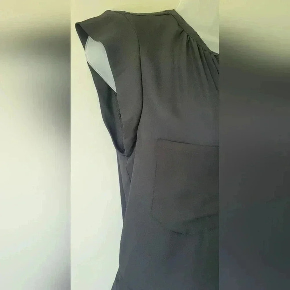 Size SM, MOSSIMO Black Drop Waist Chiffon Top, Ruffle Bottom, Ruffle Cap Sleeves - Picture 12 of 12